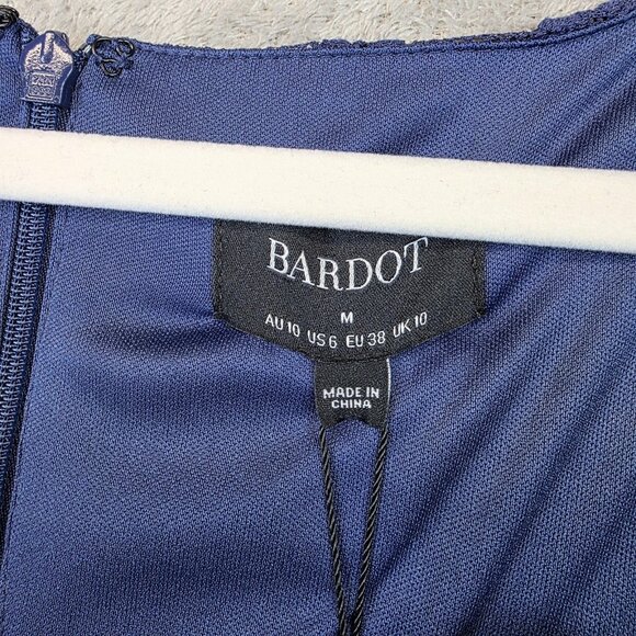 Bardot Dress Womens US 6 Navy Adoni Lace Midi Long Sleeve Floral Evening Formal - Picture 11 of 15